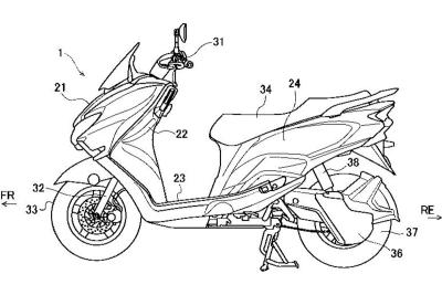 Suzuki electric scooter patent drawing. - Le Repaire des Motards