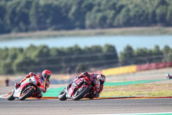 Jack Miller leads Marc Marquez, 2022 Grand Prix of Aragon. - Gold and Goose