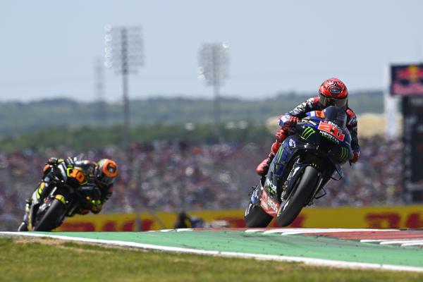 Fabio Quartararo leads Luca Marini, 2023 MotoGP Grand Prix of the Americas. - Gold and Goose