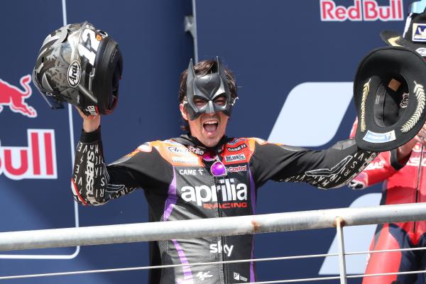 Maverick Vinales, 2024 MotoGP Grand Prix of the Americas podium. - Gold and Goose