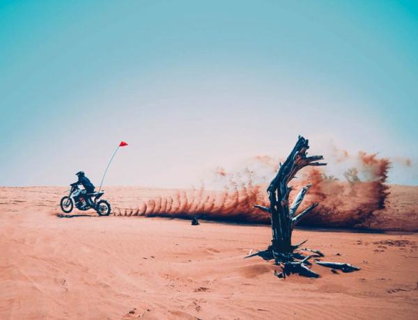 Buell 1190 Baja racing across the desert