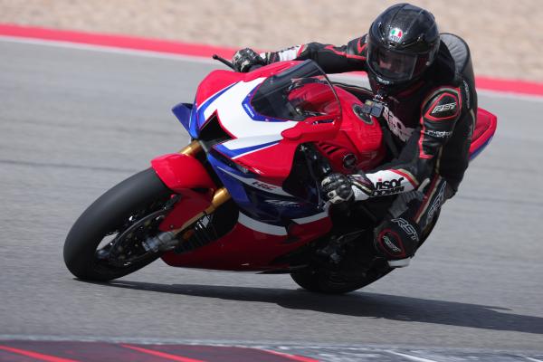 A motorcycle being ridden on a racing track