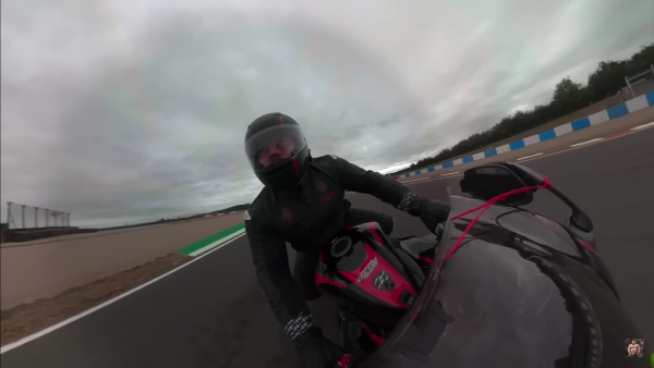 ​ Eddie Hall on Suzuki Hayabusa, Donington Park track day. - Eddie Hall YouTube channel​