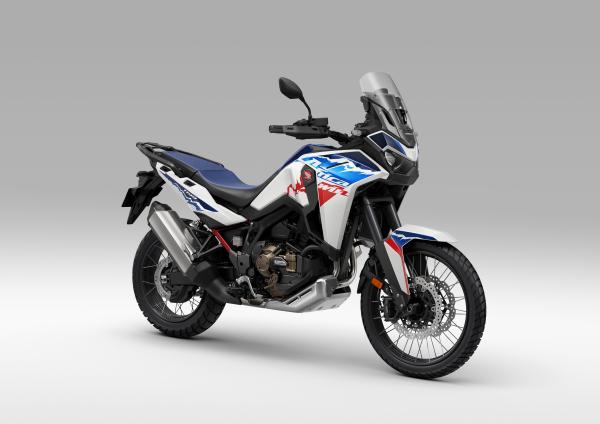 2025 Honda Africa Twin ES in Pearl Glare White Tricolour.