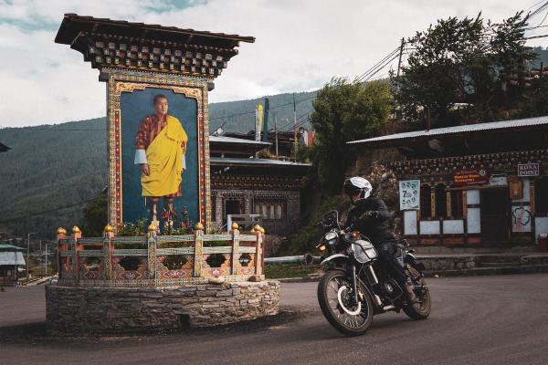 A Royal Enfield Himalayan in Bhutan