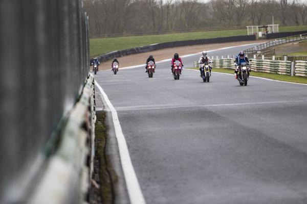 A group of riders on track at Mallory Park