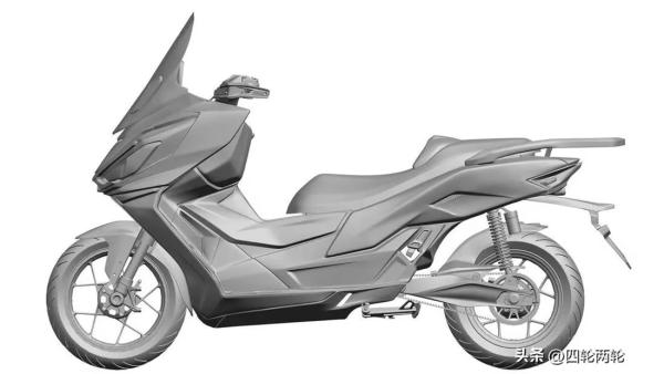 A side profile of the scooter