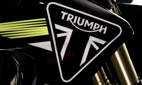 Triumph branding on the side of the bike