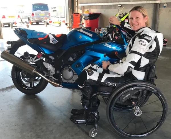 Claire Lomas and a Suzuki SV650