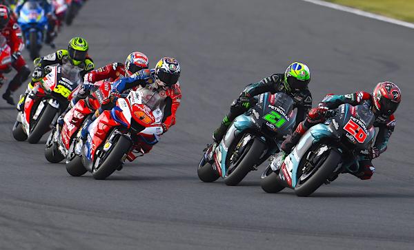 Fabio Quartararo leads fellow satellite racers at the start of the 2019 Japanese MotoGP