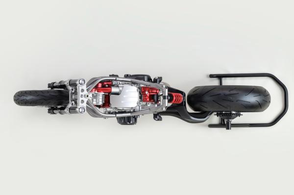 The V3 layout helps Honda to maintain a narrow step-over at the rear of the engine