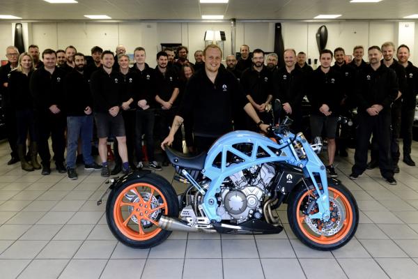 The last Ariel Ace pictured in front of the factory staff