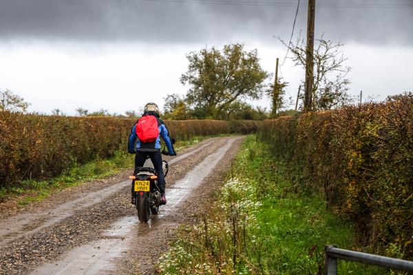 Rear shot of myself riding the bike