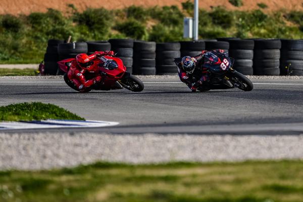 Marc Marquez and Jorge Martin riding on track together