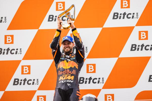 Brad Binder on 2021 Styrian GP podium. Credit: Rob Gray (Polarity Photo).