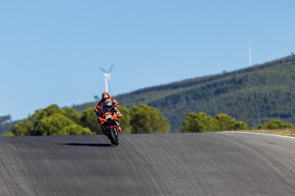 Miguel Oliveira leads Danilo Petrucci over Portimao crest, 2021 Algarve Grand Prix. - KTM Media/Polarity Photo.