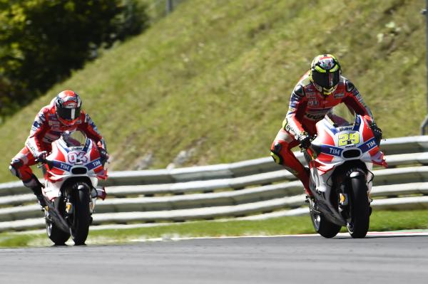 Andrea Iannone leads Andrea Dovizioso, 2016 Austrian Grand Prix. - Gold and Goose