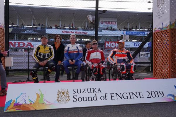 Wayne Rainey, Eddie Lawson, Kenny Roberts, Takuma Aoki [credit: Suzuka Circuit]