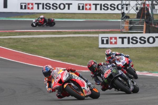 Marc Marquez leads Fabio Quartararo, Jorge Martin, 2022 MotoGP Grand Prix of the Americas.