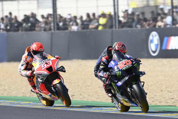 Fabio Quartararo leads Marc Marquez, 2022 French Grand Prix. - Gold and Goose