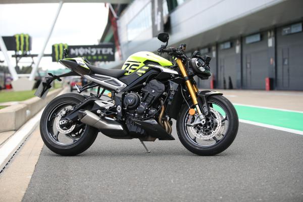 The 2023 Street Triple 765 Moto2 on the pitlane at Silverstone