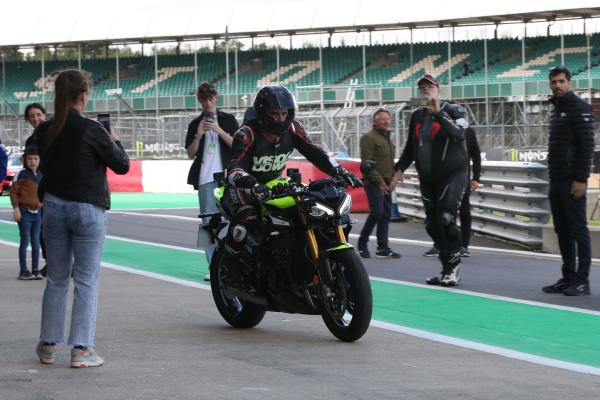 The 2023 Street Triple 765 Moto2 on the pitlane at Silverstone