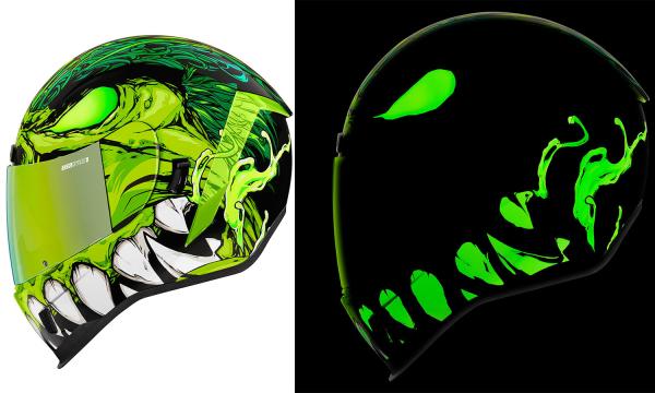 Icon Motosports Manic R Green Glow Helmet