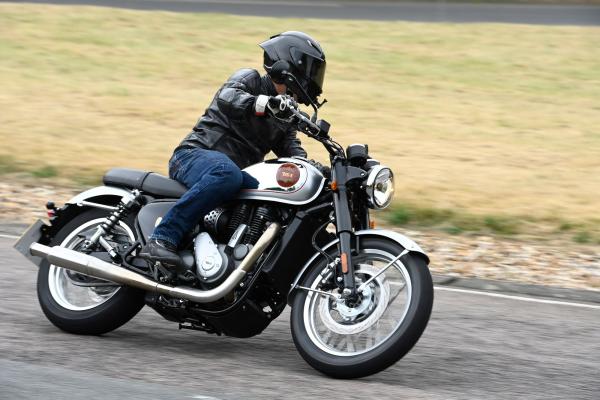 The BSA Gold Star riding through a bend