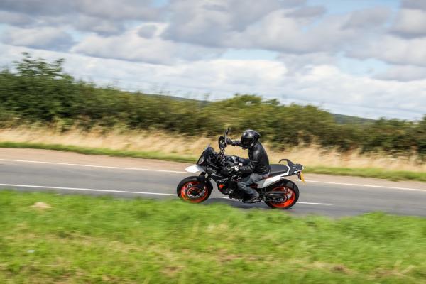 A motorcycle being ridden through a corner