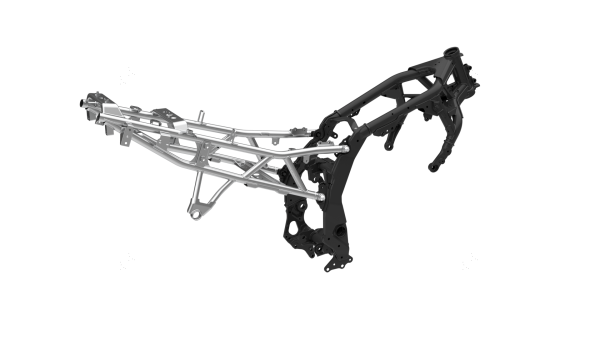 A motorcycle frame and swingarm