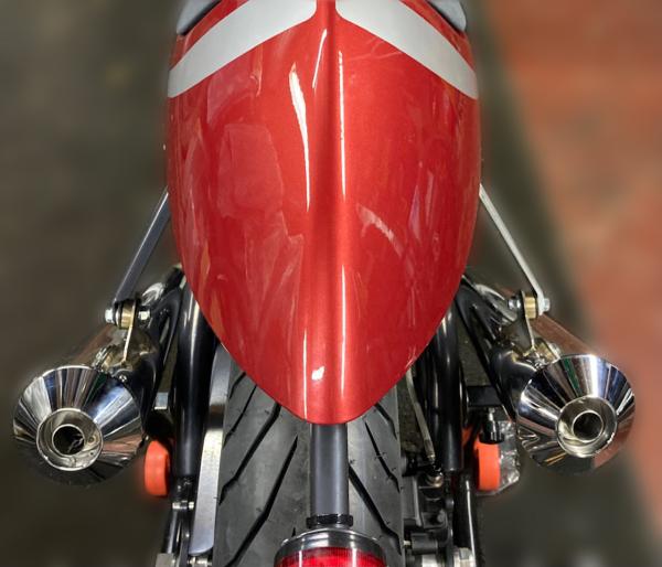 Mac Motorcycles Ruby exhaust close-up