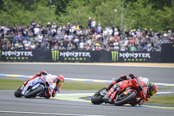 Francesco Bagnaia, Marc Marquez, 2024 MotoGP French Grand Prix. - Gold and Goose