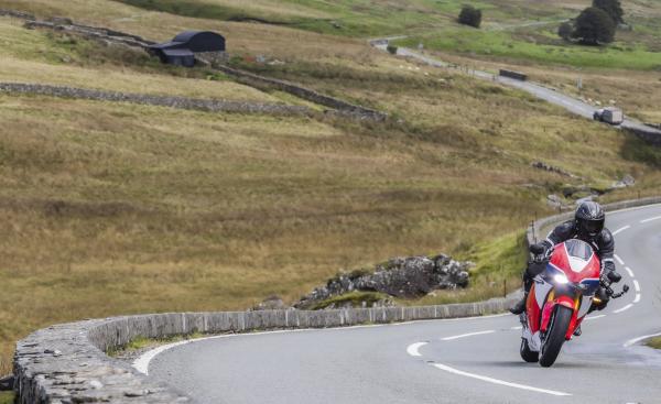 The RC213V-S being ridden on the Horseshoe Pass