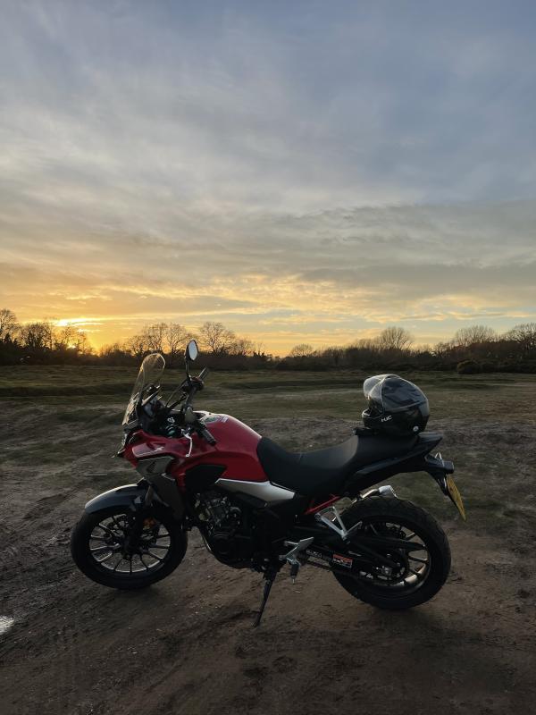 Honda CB500X 2021 side and sunset