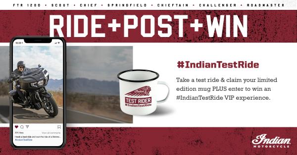 Indian motorcycle test ride win