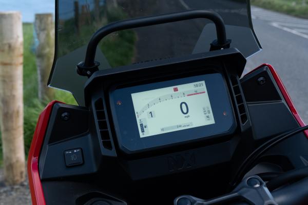 The TFT instrument panel on a Honda motorbike