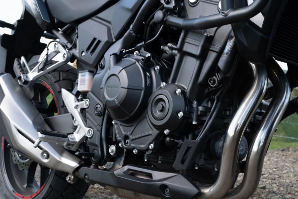 The 500cc engine of a Honda motorbike