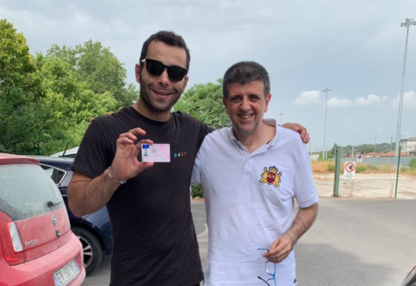 Danilo Petrucci holding his new license 