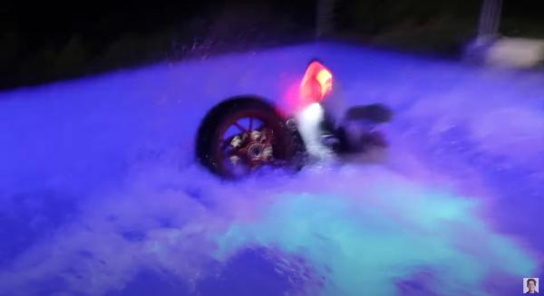 Ducati Panigale in the Dobrik swimming pool 