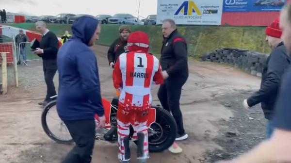 Watch as Speedway Rider Dives From Van Straight Into a Race!