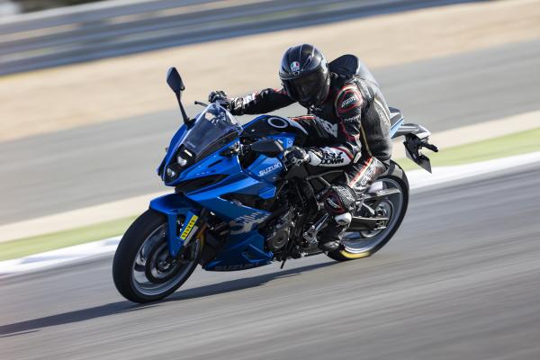 A motorcycle being ridden on a racing track