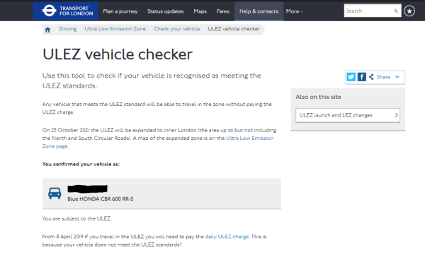 ULEZ vehicle checker