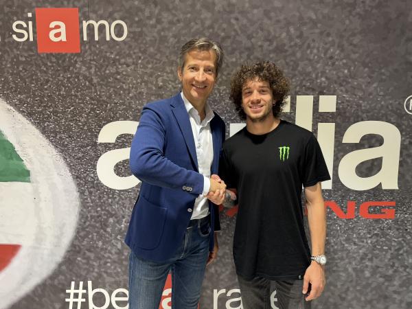 Marco Bezzecchi signs for Aprilia Racing for 2025 MotoGP season. Credit: Aprilia.