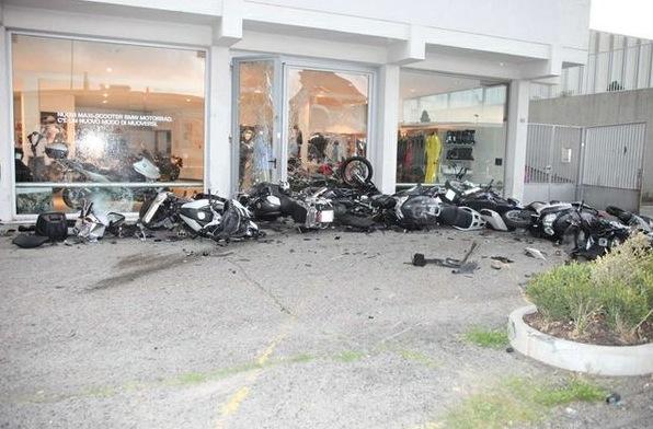 Lamborghini destroys bike dealership