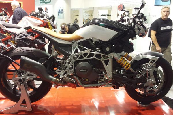 Bimota's supercharged Testastretta-powered Impeto and Tesi 3D RaceCafe debut in Milan