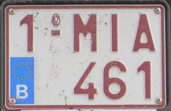 Belgian motorcycle registration plate
