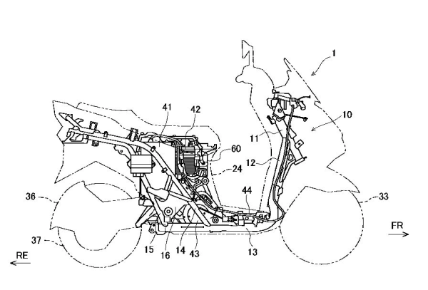 Suzuki electric scooter patent drawing. - Cycle World