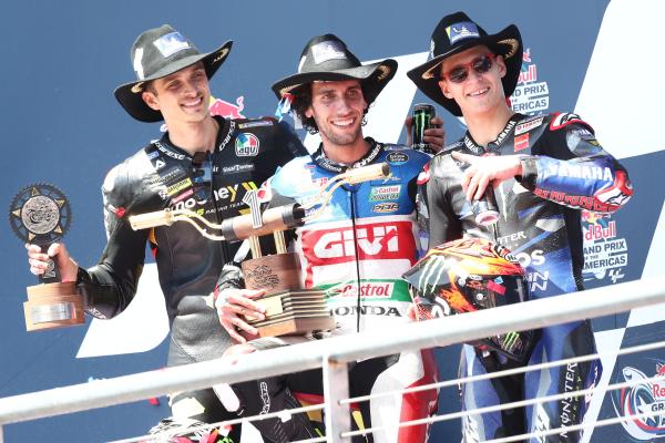 2023 MotoGP Grand Prix of the Americas podium. - Gold and Goose