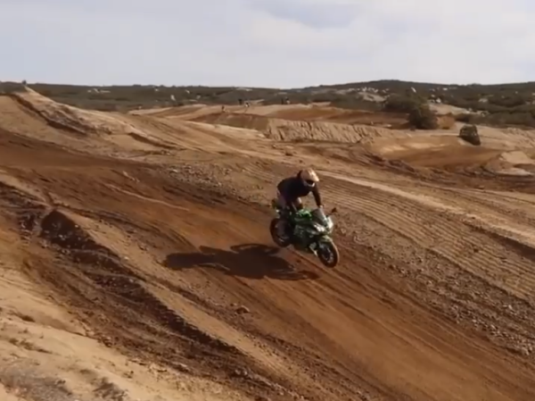 WATCH: Guy take as a Ninja 300 on a motocross track