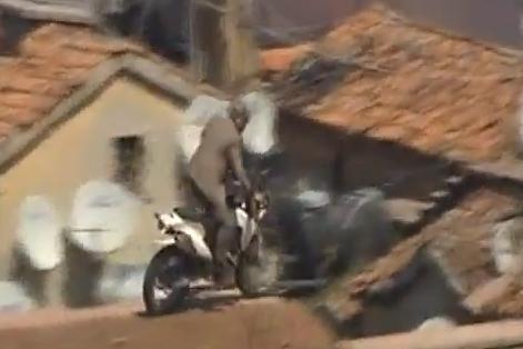 Bond rooftop bike stunt in TV report